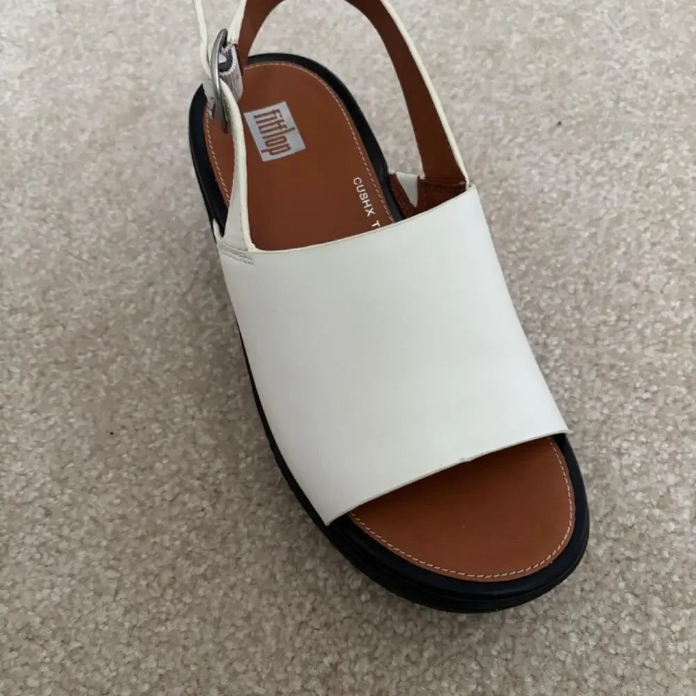 Fitflop white platform sandals with